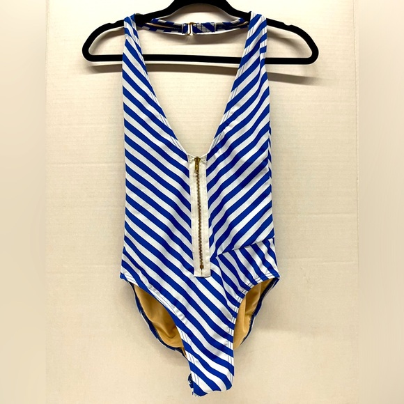 Shirl Clark one piece nautical bombshell half zip cheeky size large new - Picture 3 of 10